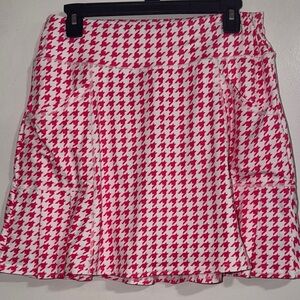 Pink Houndstooth Mini Skirt - Women's Casual Skirt